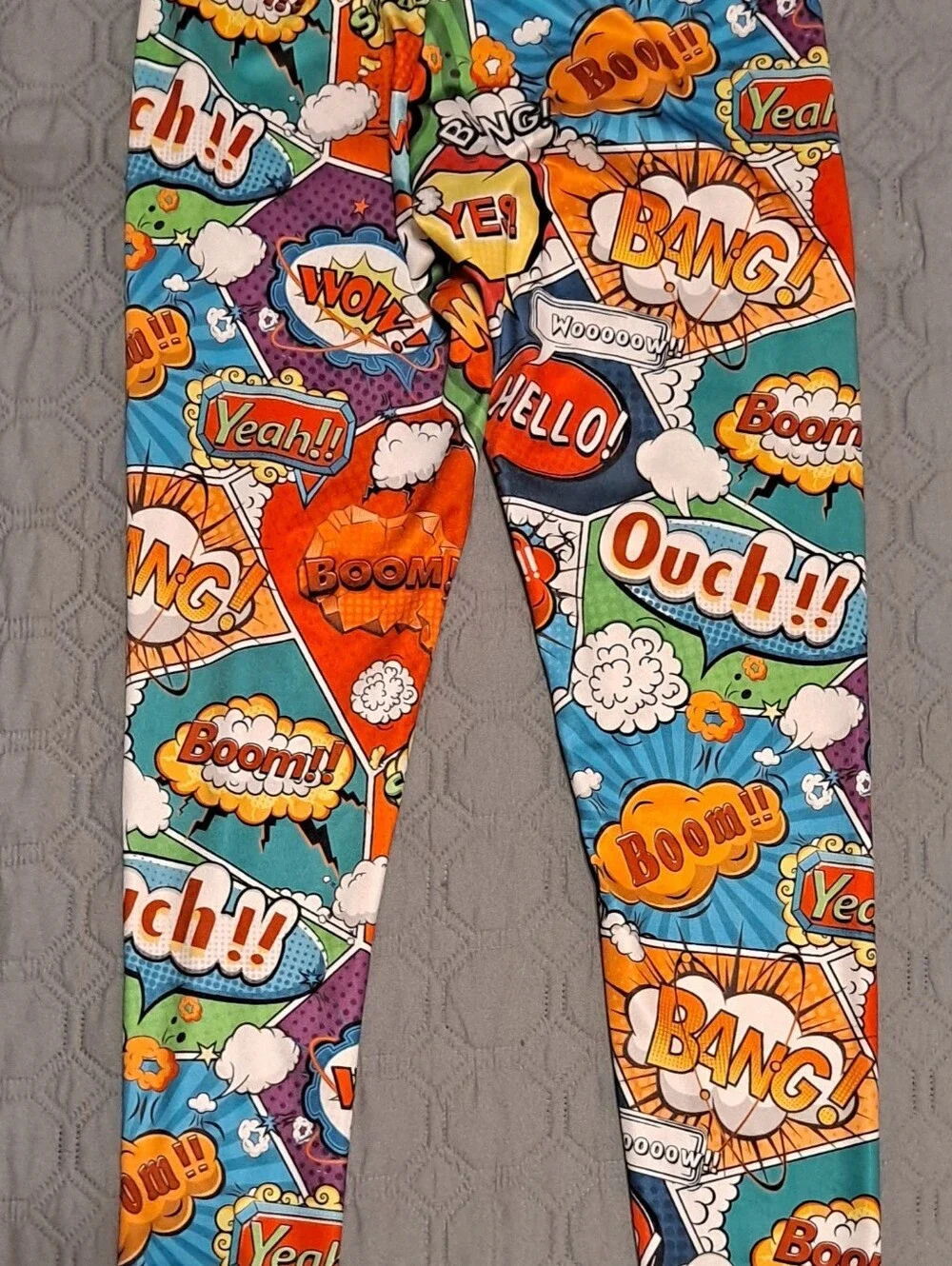 Comic Pop Art Leggings - Multicolor Pow! Sz M